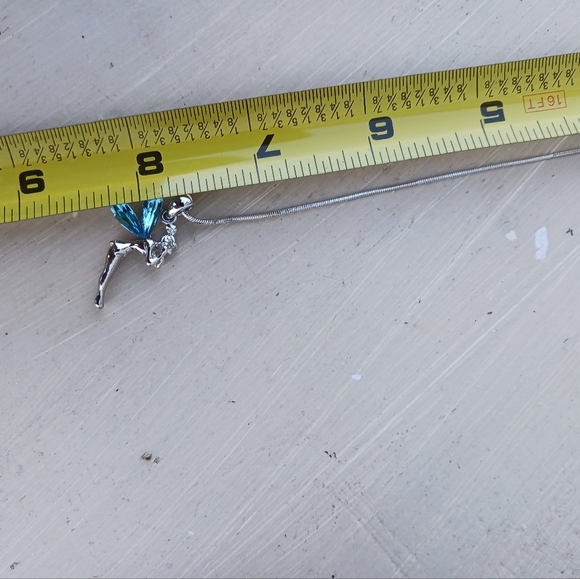 Tinkerbell Necklace Made With Swarovski Crystal Fairy Chain Pendant Blue - Picture 6 of 7